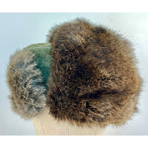 316 - WW2 German Rabbit Fur Winter Hat Nicknamed “The Eastern Front Cold Cap”.