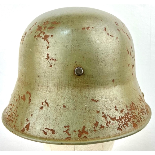 47 - WW1 German Model 1917 Stahlhelm Helmet with Original Green Paint.