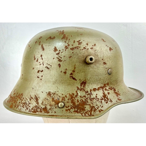 47 - WW1 German Model 1917 Stahlhelm Helmet with Original Green Paint.