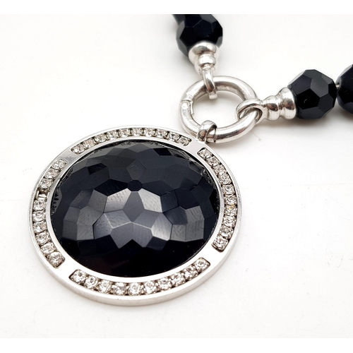 527 - STERLING SILVER ONYX NECKLACE 72.6G