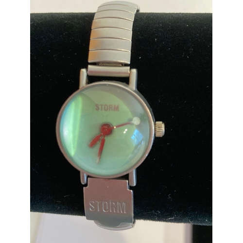 623 - Ladies vintage STORM BUBBLE WATCH Having pale green face with paddle second hand, together with a FO... 