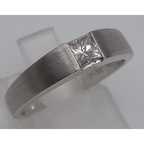 135 - 18K White Gold DIAMOND SOLITAIRE PRINCESS CUT RING 0.38CT 4.1G SIZE N