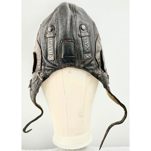 257 - 3rd Reich National Socialist Flyers Corps Flying Helmet with Hand Sewn Badge. Most likely worn in co... 