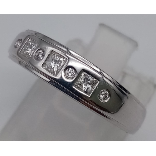 284 - 18K White Gold DIAMOND BAND RING 0.25CT 3.4G SIZE N 1/2