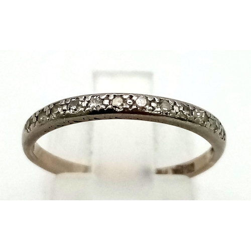 426 - 18K White Gold & PLATINUM DIAMOND BAND RING 1.68G SIZE N