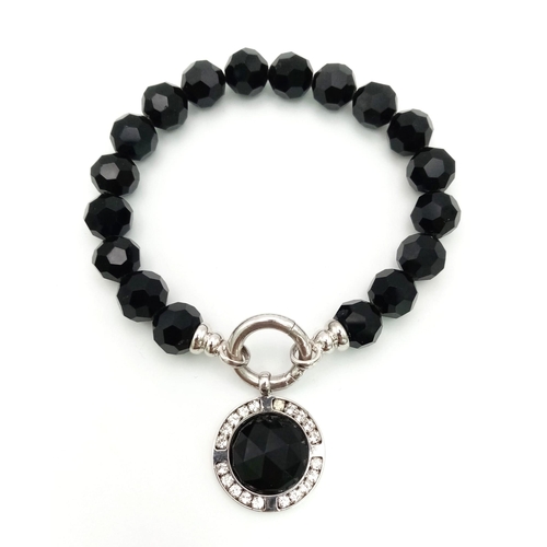 739 - STERLING SILVER ONYX BRACELET 30G