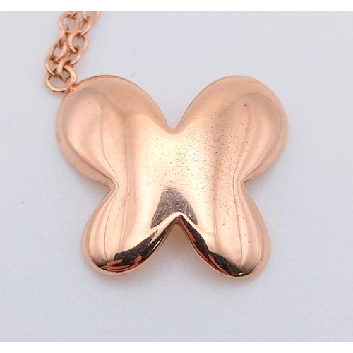 165 - 18K ROSE GOLD BUTTERFLY PENDANT ON CHAIN 3.7G