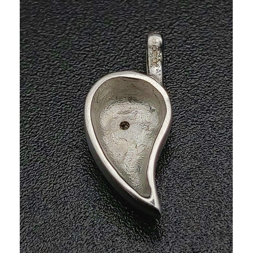 711 - 18K White Gold DIAMOMND SET HALF HEART CHARM / PENDANT 1.3G