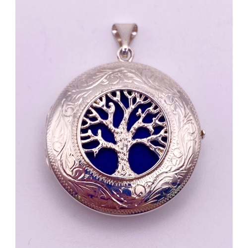 746 - STERLING SILVER TREE OF LIFE ROUND LOCKET 10.5G