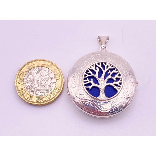 746 - STERLING SILVER TREE OF LIFE ROUND LOCKET 10.5G