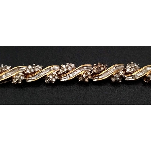100 - 9K Yellow Gold DIAMOND SET BRACELET 1.90CT 9.6G