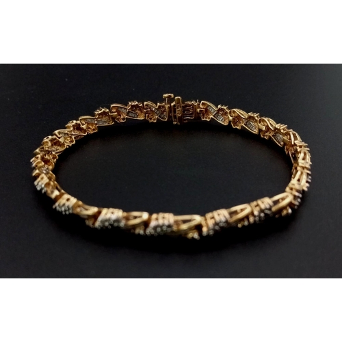 100 - 9K Yellow Gold DIAMOND SET BRACELET 1.90CT 9.6G