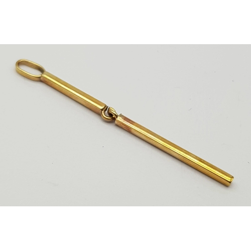 1190 - 9k yellow gold 2 bar articulated pendant 0.4g