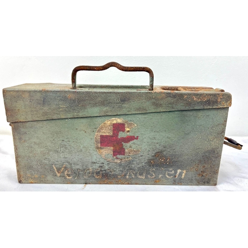 366 - WW2 German MG42 Ammo Tin used as a medics first aid box.