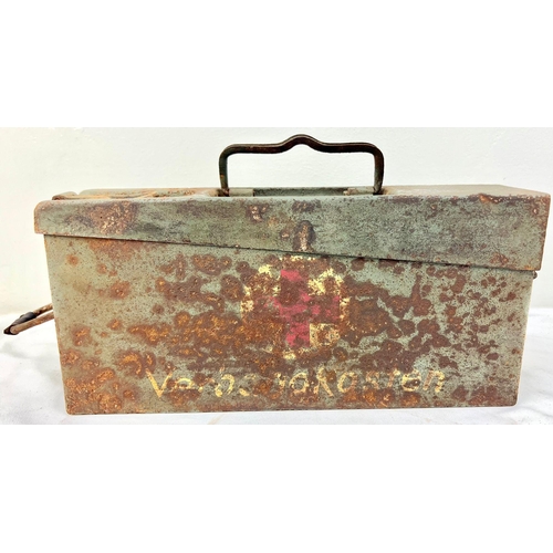 366 - WW2 German MG42 Ammo Tin used as a medics first aid box.