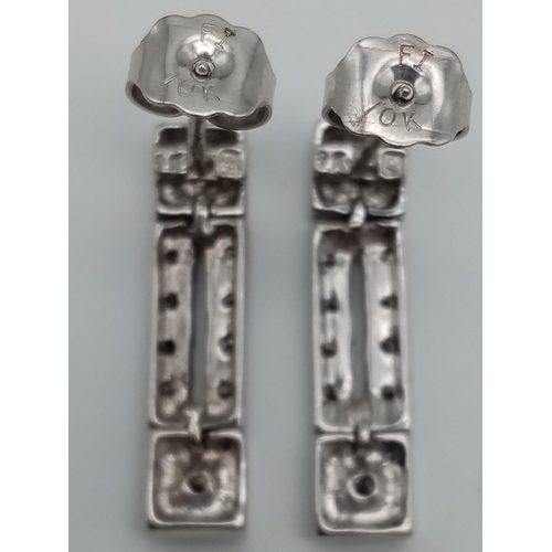 543 - 9K White Gold DIAMOND SET DROP EARRINGS 0.15CT 4G