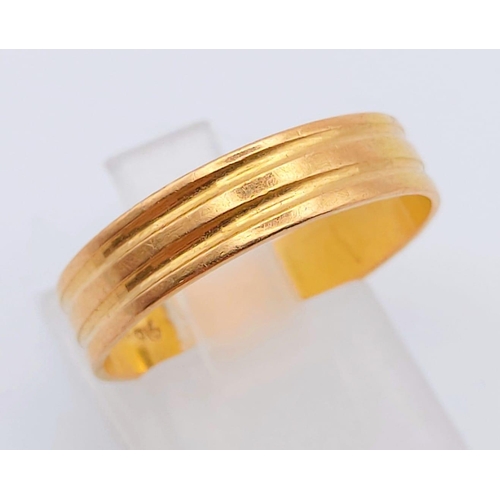 274 - A 22k Yellow Gold Band Ring. Size Q. 3.21g. Ref: 6-1876.