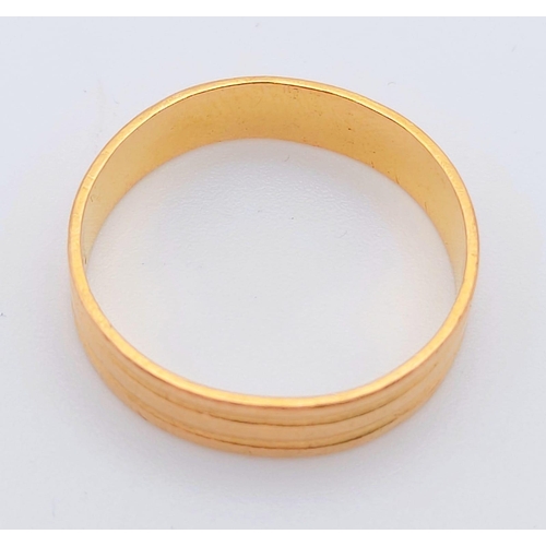 274 - A 22k Yellow Gold Band Ring. Size Q. 3.21g. Ref: 6-1876.