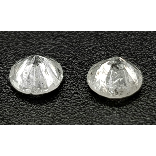 291 - PAIR OF ROUND BRILLIANT CUT DIAMONDS 0.40CT TOTAL