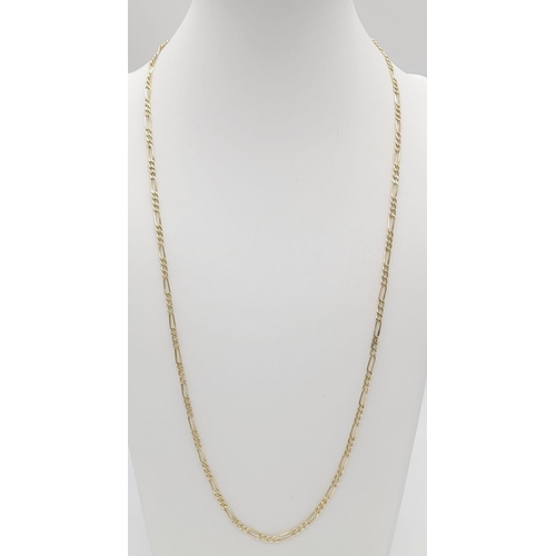 297 - A 14K Yellow Gold Chain. A couple of kinks so a/f. 60cm. 7.2g. Ref: 5-712.