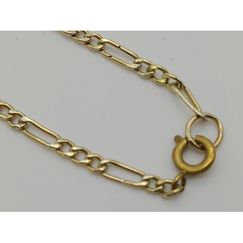 297 - A 14K Yellow Gold Chain. A couple of kinks so a/f. 60cm. 7.2g. Ref: 5-712.