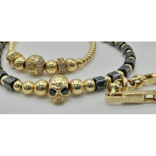 393 - Three Different Types of 14K Yellow Gold Bracelet. 23.8g total weight. 13g total gold weight. Ref: 6... 