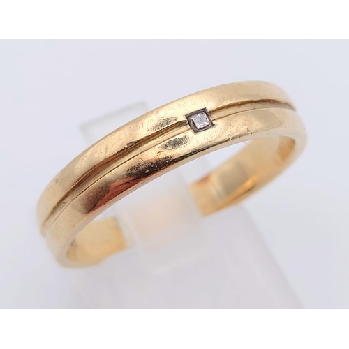 421 - Two 9K Yellow Gold Band Rings: Both Size T/U - 2.15g and 3.93g. Ref: 62511.