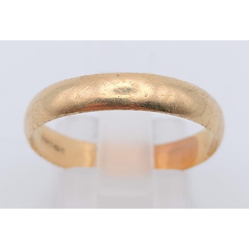 421 - Two 9K Yellow Gold Band Rings: Both Size T/U - 2.15g and 3.93g. Ref: 62511.