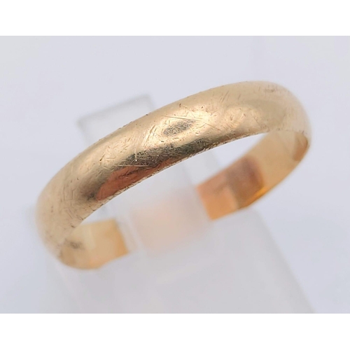 421 - Two 9K Yellow Gold Band Rings: Both Size T/U - 2.15g and 3.93g. Ref: 62511.