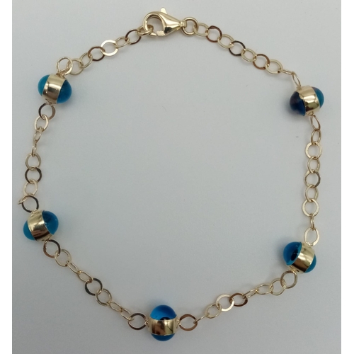 452 - 14K Yellow Gold EVIL EYE BRACELET 2.5G