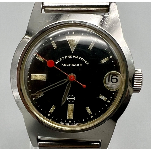 688 - A Vintage West End Watch Company Keepsake Watch. Stainless steel strap and case - 30mm. Black dial w... 