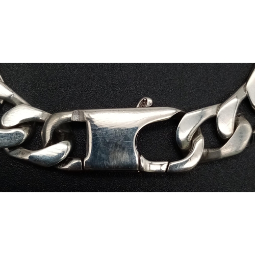 718 - STERLING SILVER CURB IDENTITY ID BRACELET 21.3G