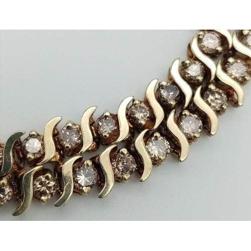 73 - 18K Yellow Gold CHAMPAGNE DIAMOND SET BRACELET 1.50CT APPROX 9G