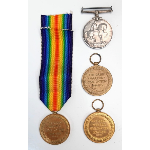 1523 - 4 WWI MEDALS , 3 