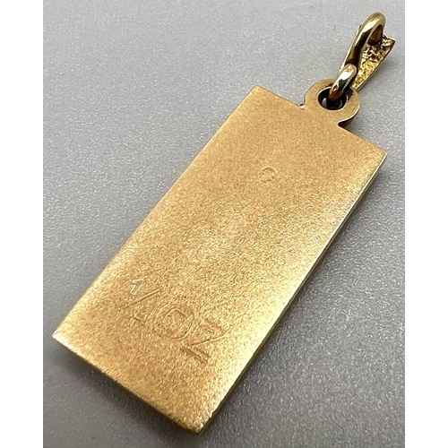 220 - 9K YELLOW GOLD FULLY HALLMARKED GOLD INGOT / BAR PENDANT 8.2G