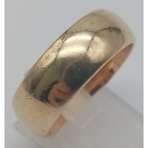 318 - A 9K Yellow Gold Band Ring. Size W. 10.65g. Ref: 5-1042