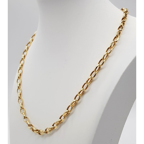 65 - A 9K Yellow Gold Elongated Link Necklace. 44cm. 6.7g