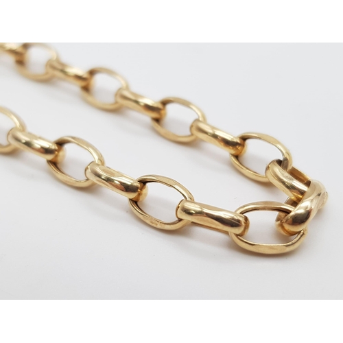 65 - A 9K Yellow Gold Elongated Link Necklace. 44cm. 6.7g