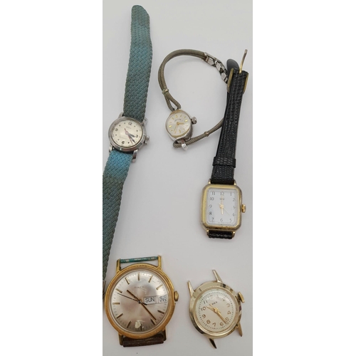 764 - SELECTION OF 9 MANUAL WIND WATCHES TO INCLUDE TIMEX, LADY ELGIN, ZODIAC, CAAVELLE AND OTHERS AF