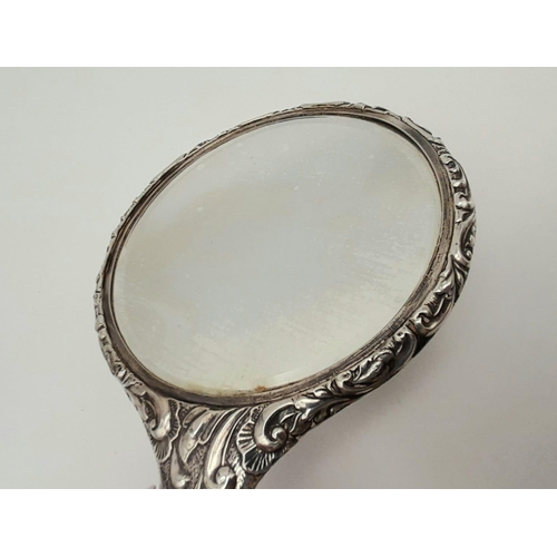 765 - A beautiful ornate silver dressing table mirror, Hallmarks for Chester 1908. 23cm in Length. Total w... 