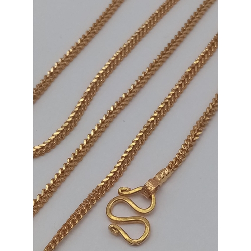 678 - A 21K Yellow Gold Foxtail Link Necklace - 40cm -  with two 21k Gold name rings - size Q and L - 14.2... 