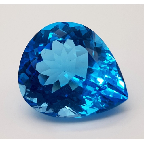79 - A Sublime 55ct Brazilian Blue Topaz.  Pear-cut, with no visible inclusions. Wonderfully faceted with... 