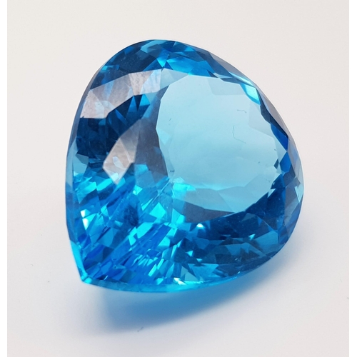 79 - A Sublime 55ct Brazilian Blue Topaz.  Pear-cut, with no visible inclusions. Wonderfully faceted with... 