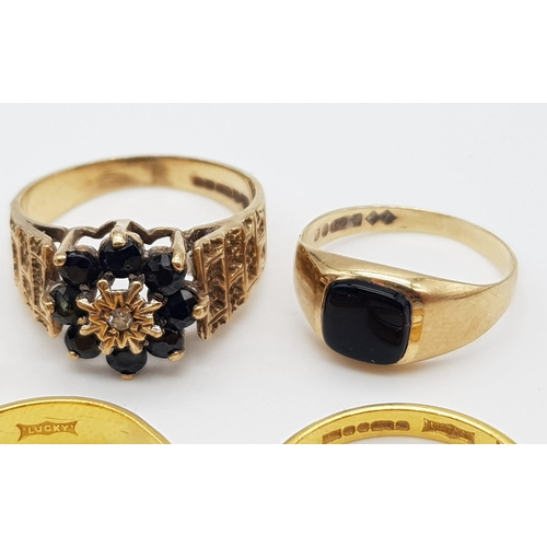 15 - A Mixed Lot of Jewellery. Consisting of: 2 x 22k gold rings. 2 x 18k gold rings. 5 x 9k gold rings. ... 