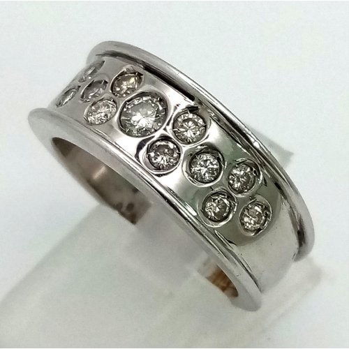 94 - 14K WHITE GOLD DIAMOND SET BAND RING 0.40CT 9.3G SIZE N