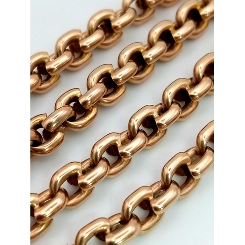 81 - An Antique 9K Gold (tested) Albert Watch Chain. 43cm length. 43.42g