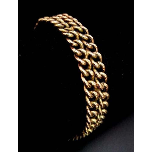 680 - A Vintage 9K Rose Gold Double-Row Belcher Link Bracelet. 19cm. 12.24g