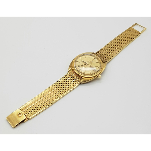 41 - A Vintage 18K Solid Gold Omega Constellation Automatic Gents watch. Solid gold strap and case - 36mm... 