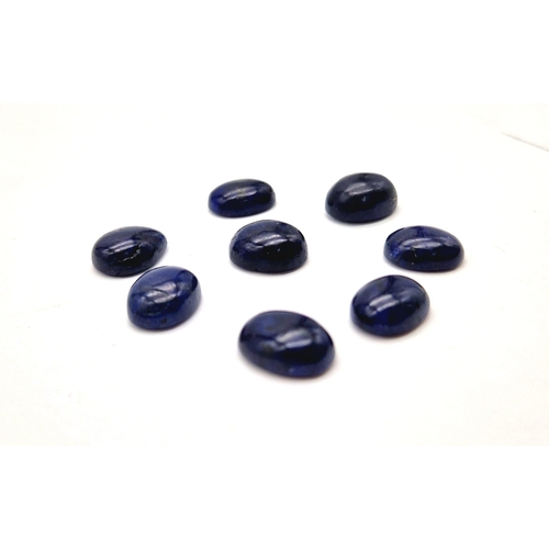 847 - A lot of 8 pieces of Cabochon Blue Sapphires- Oval Shape. 95.95 Ct in total.