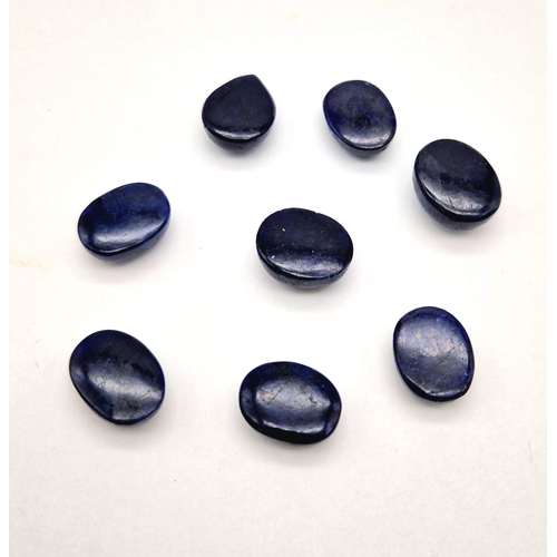 847 - A lot of 8 pieces of Cabochon Blue Sapphires- Oval Shape. 95.95 Ct in total.